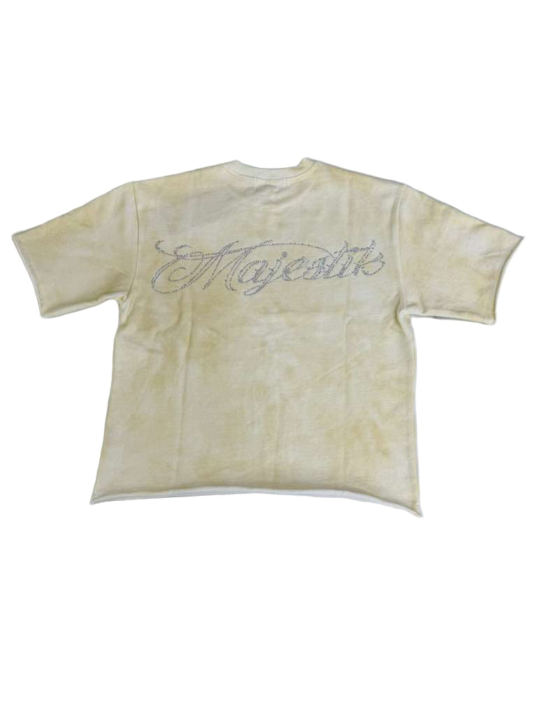 MAJESTIK MEN’S GARMENT DYED PRINT F.TERRY TEE FT2540 EGGSHELL