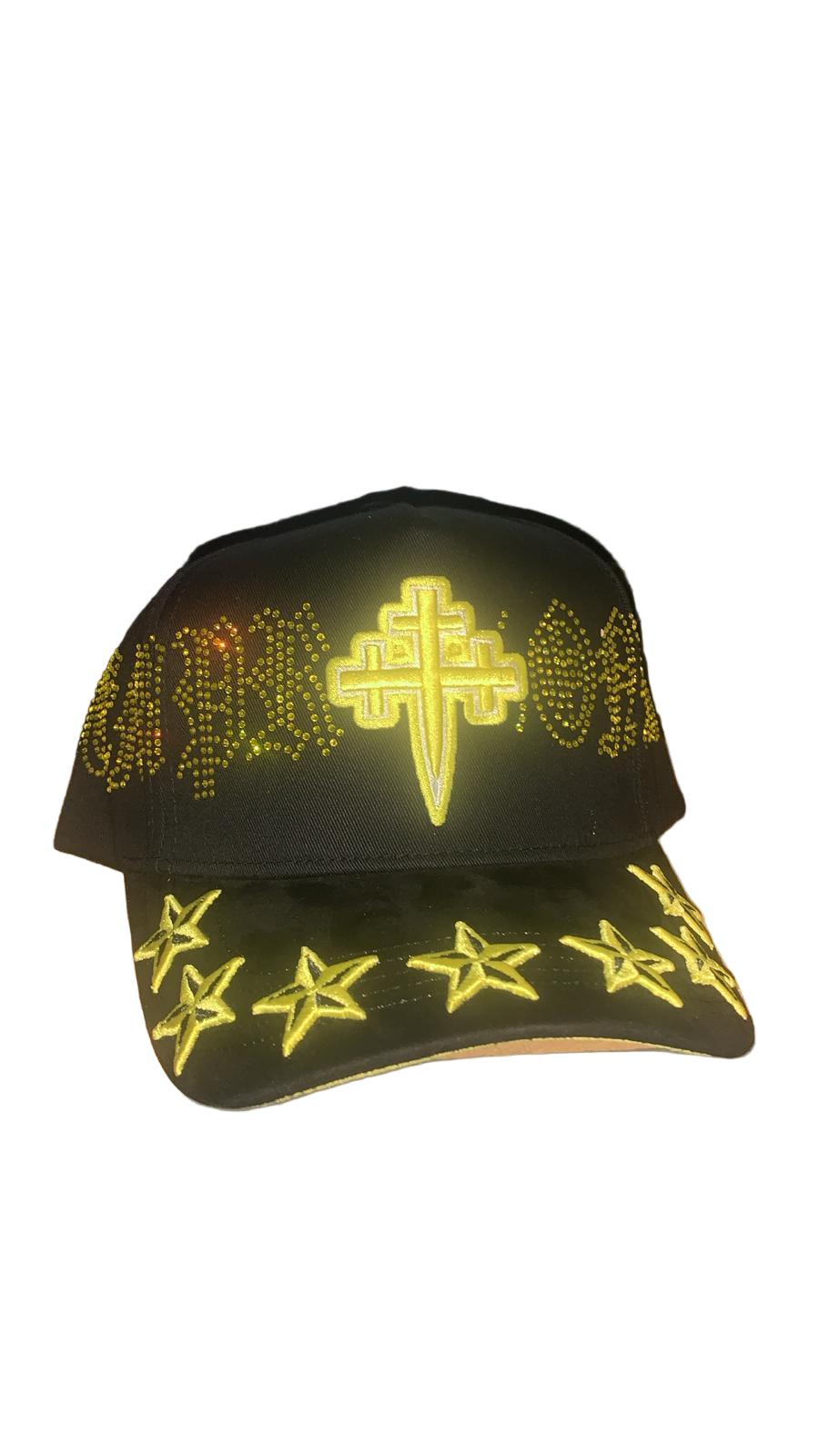 REYESF HAT SIEMPRE CON DIOS BLACK/YELLOW CRUZ V2