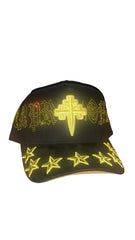 REYESF HAT SIEMPRE CON DIOS BLACK/YELLOW CRUZ V2