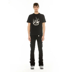 Cult's Short Sleeve Crew Neck Tee "Smoke" in Black