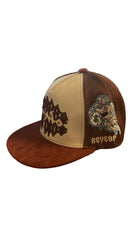 REYESF HAT SIEMPRE CON DIOS WHITE/ BROWN/LIGHT BLUE V22