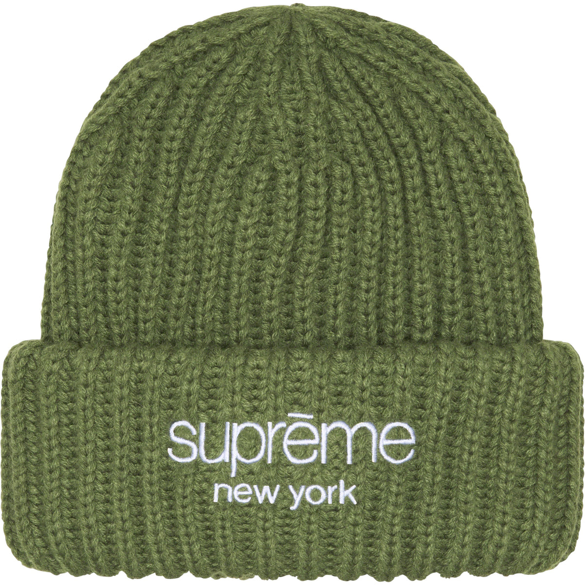 SUPREME CLASSIC LOGO CHUNKY RIBBED BEA OLIVE FW23BN90