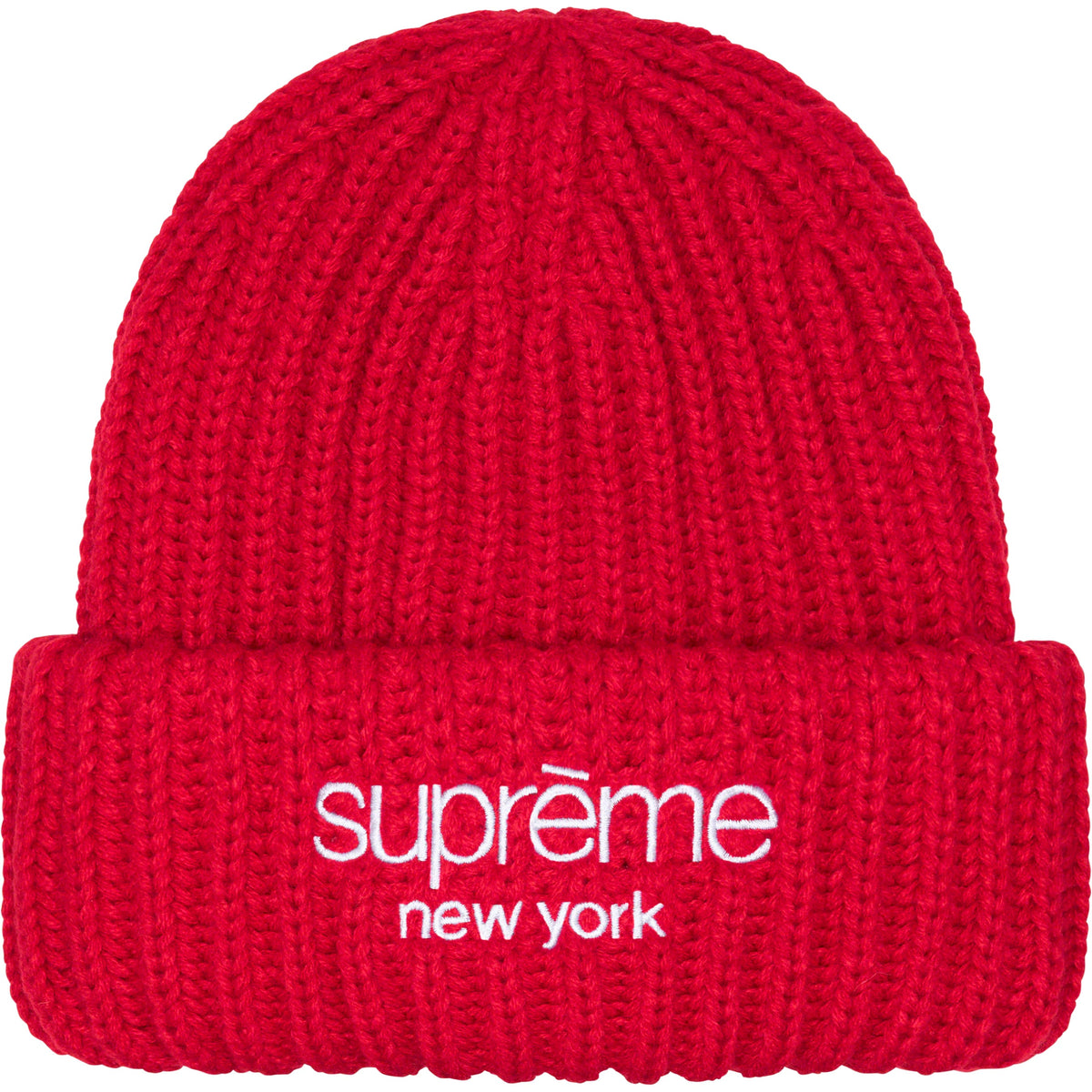 SUPREME CLASSIC LOGO CHUNKY RIBBED BEANIE RED