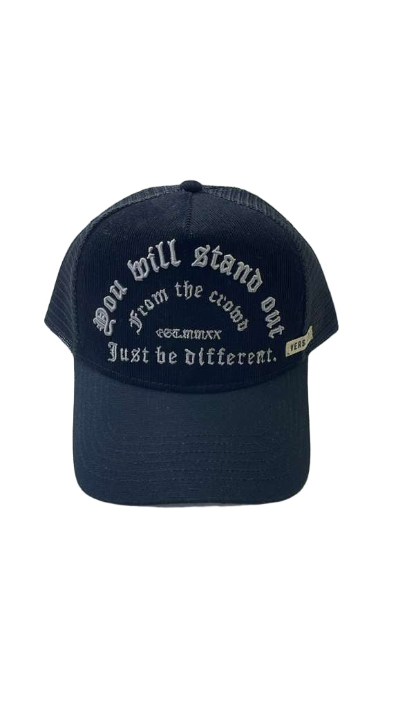 JERGHATS Dark Trucker Hat J.B.D. 1.1 - Just Be Different. BLACK