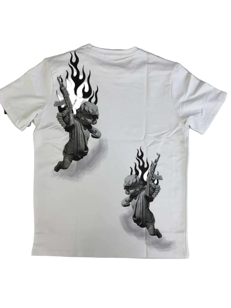SIW T-SHIRT ANGEL & GUN WHITE PREMIUM TEE