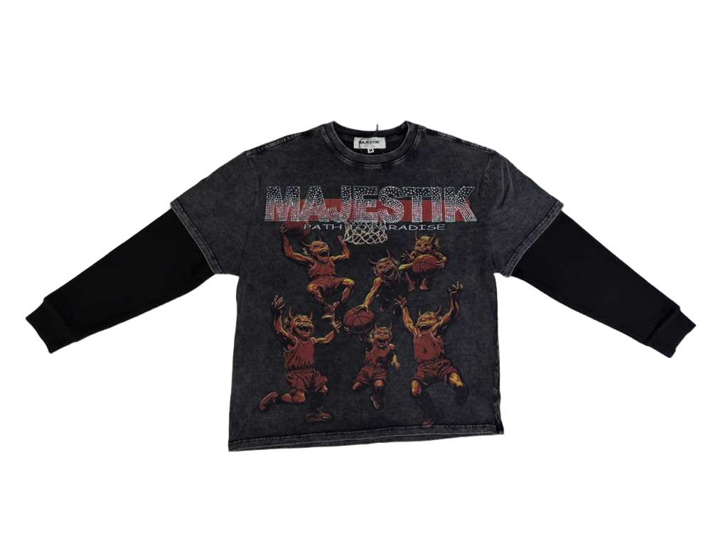 MAJESTIK MEN’S GARMENT DYED TWOFER(W/THERMAL) TW2595 BLACK