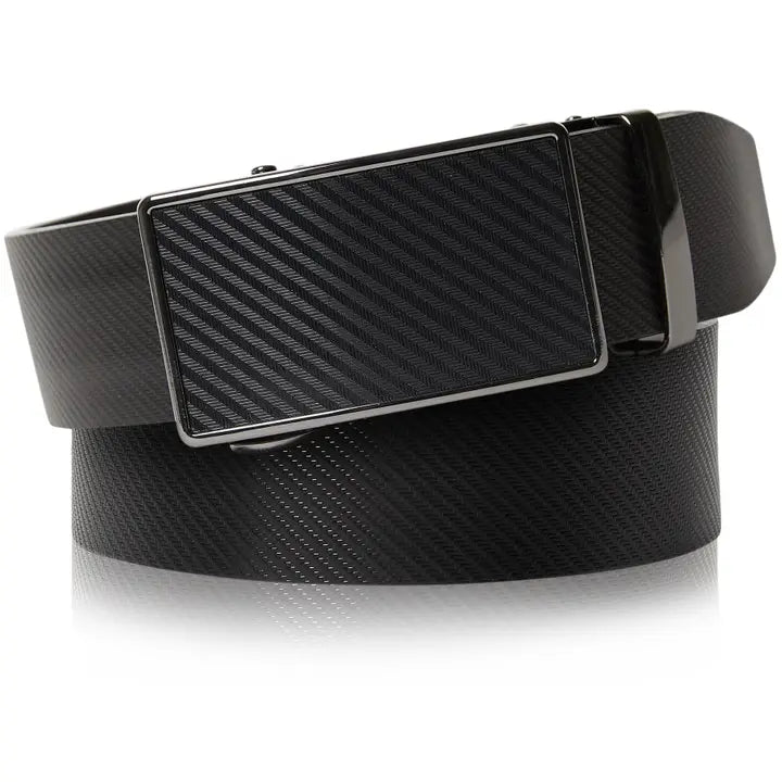 Access Denied Genuine Leather Ratchet Belt For Men Accessories High End LA2091-Black