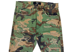 SEE YOU IN PARADISE PLEATS AND CRYSTALS JTFP2323C VINTAGE CAMO PANTS