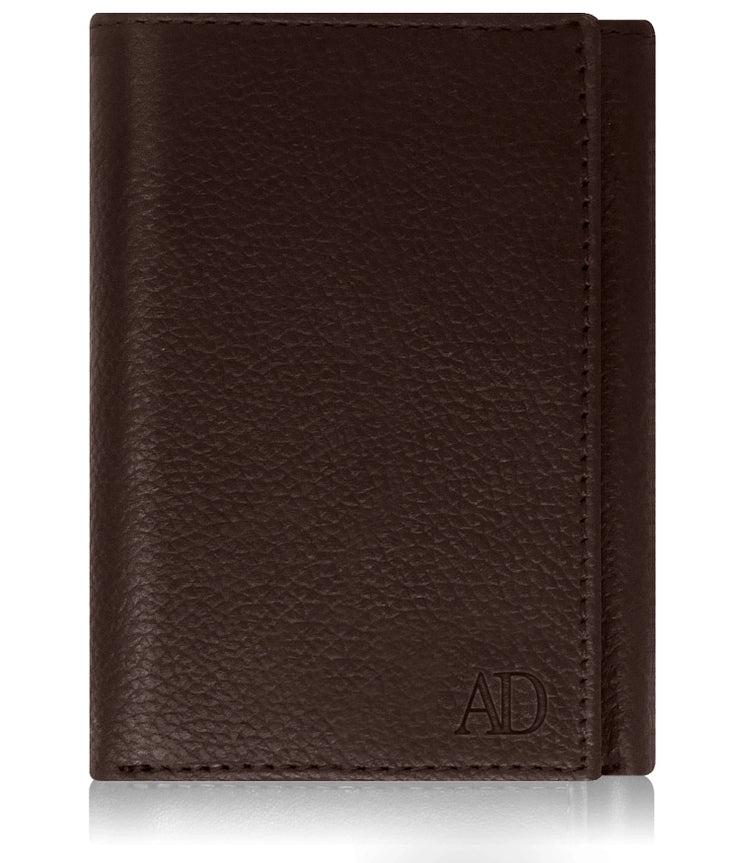 Access Denied Genuine Leather Trifold Leather Id Wallet For Men Rfid Block Brown-Pebble