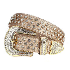 Rhinestones Glitter Gold Buckle Studded All White Stones