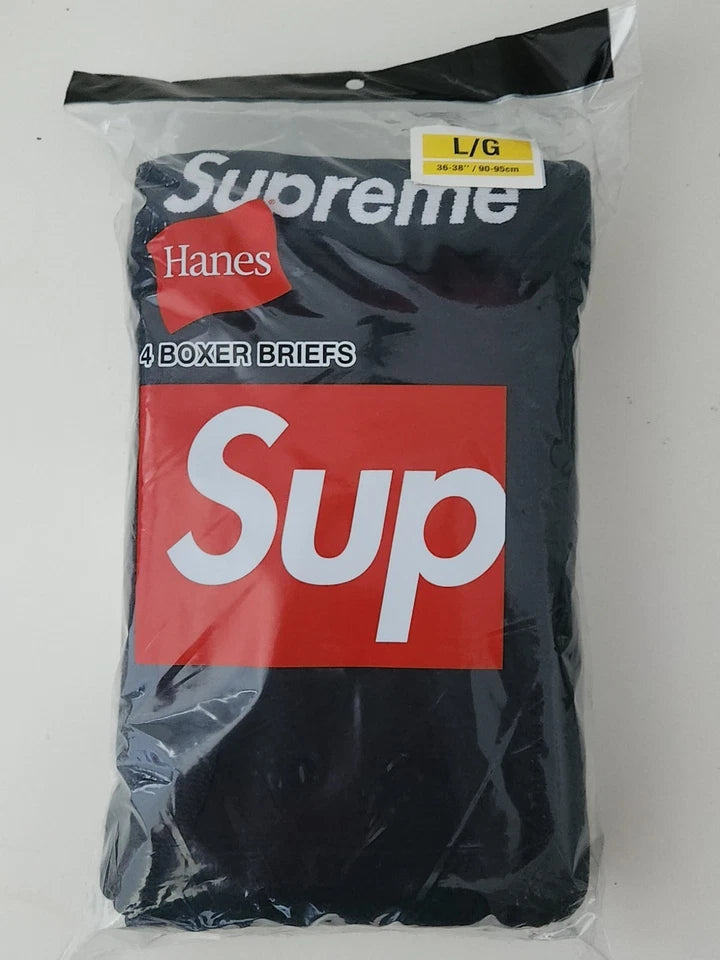 SUPREME HANES BOXERS BRIEFS (4 PACK) BLACK