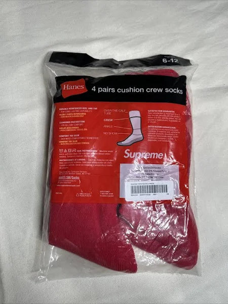 Paquete de 4 calcetines deportivos Supreme®/Hanes® rojo