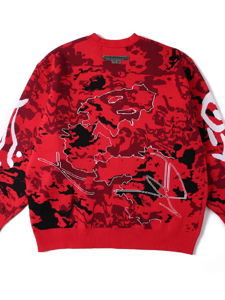 VERY RARE Red Dragon Jacquard Crewneck RED