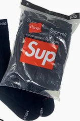 Supreme®/Hanes® Crew Socks 4 Pack Black