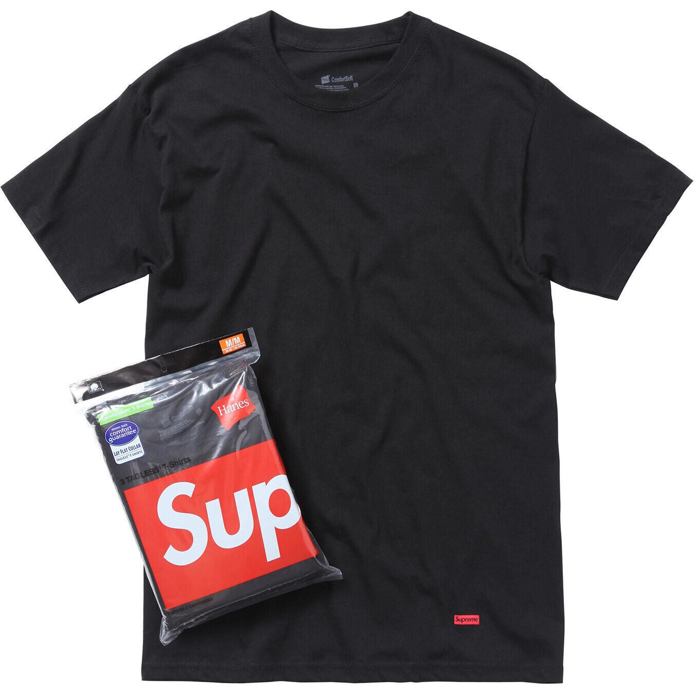 Paquete de 3 camisetas sin etiqueta Supreme®/Hanes® Negro